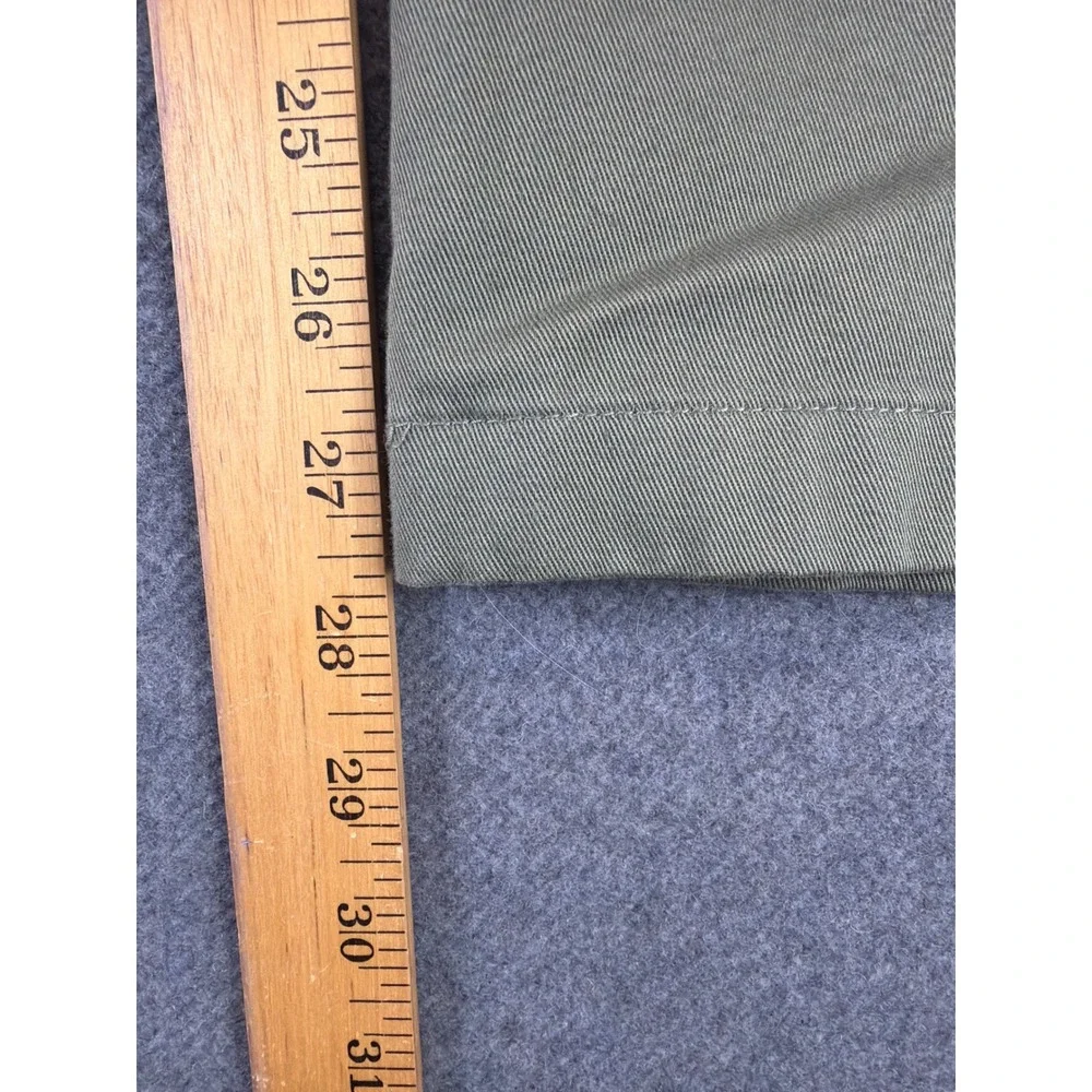 LL Bean Chino Pants Women 12P Olive Green Classic Fit Straight Leg Stretch Waist